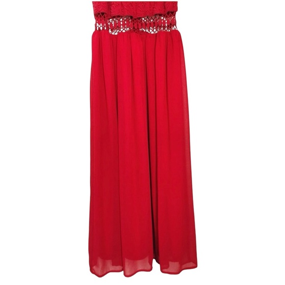 Sugarlips red lace cutout maxi dress size medium - Picture 8 of 9